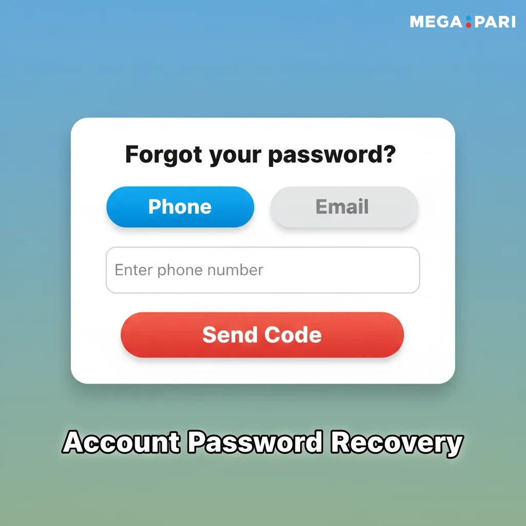 Account password recovery steps: Forgot Password, choose email/phone, enter code, set new password, enable 2FA.