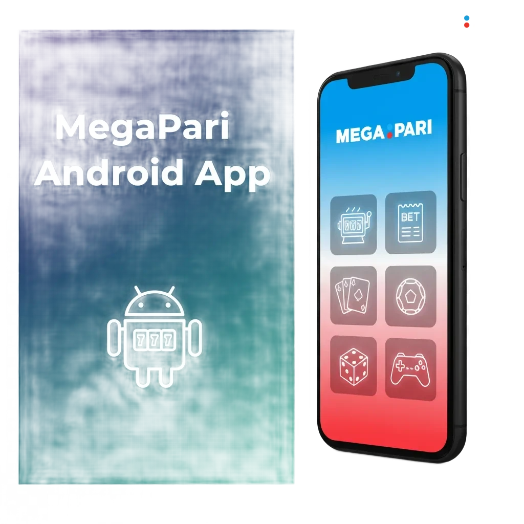 MegaPari Android app shown on a smartphone, offering betting and casino with full Android-optimized features.